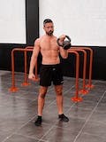 One hand kettlebell biceps curl
